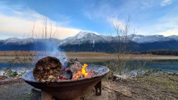 Cheam fire pit by a river.