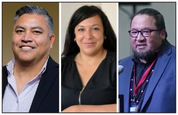 Three photos of individual First Nations chiefs. 