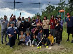 Youth at the Sandy Lake First Nation softball camp.