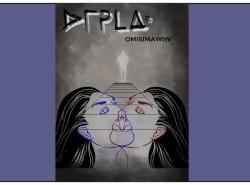 Omisimawiw play poster shows a graphic of two female Indigenous women overlaping with a vague figure in white in the background between them.