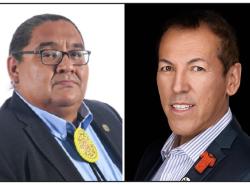 Two photos, both of men in business suits. At left is the president of the Indian Resource Council and at right is the chief of Fort McKay Firt Nation.